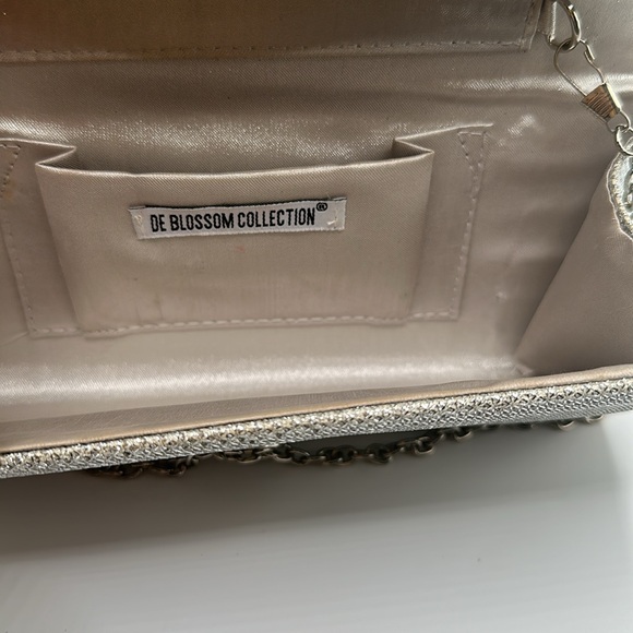 Silver rhinestone sparkling evening prom small clutch chain purse - Picture 8 of 9